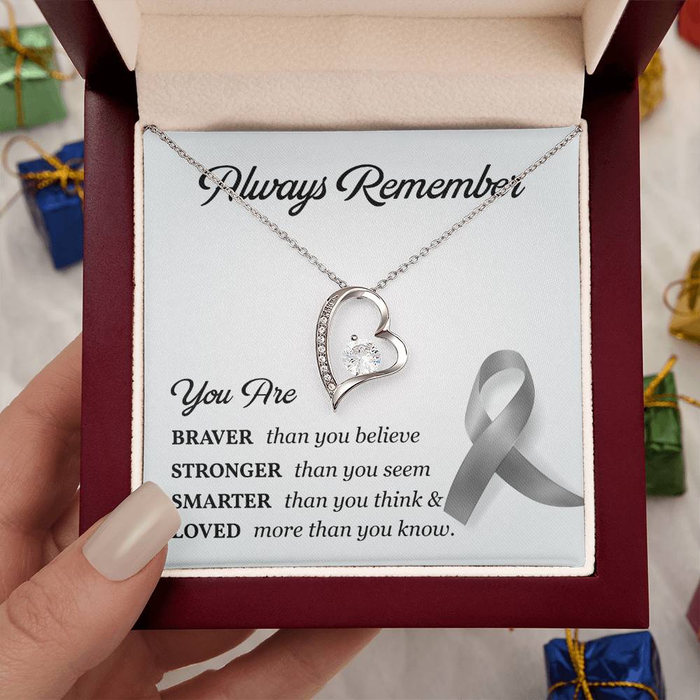 Cancer Memorial Necklace with Gray Ribbon Card