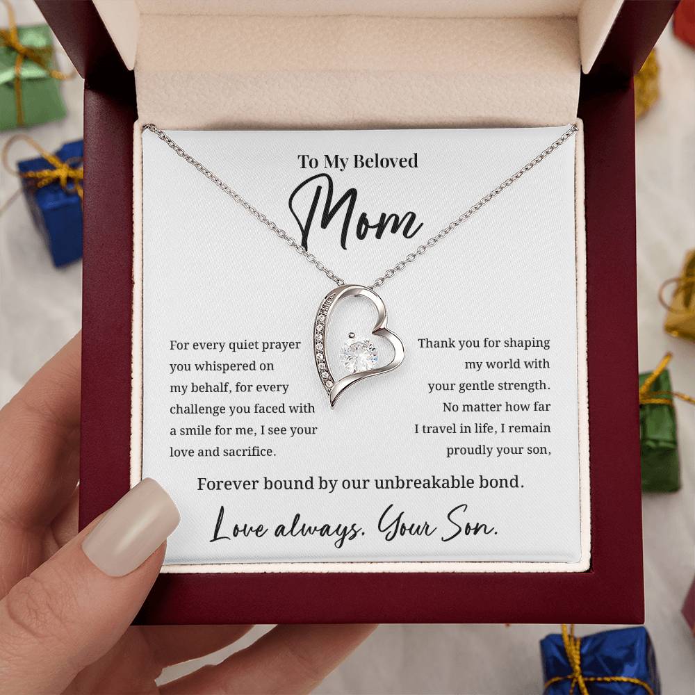 Elegant Necklace for Mom from Son with Heartfelt Message Card