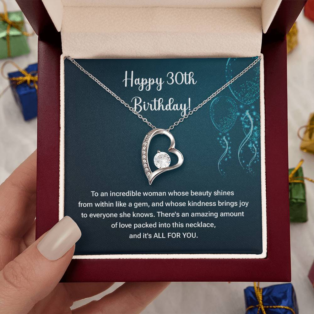 30th Birthday Necklace Gift – Heart Pendant Jewelry for Her