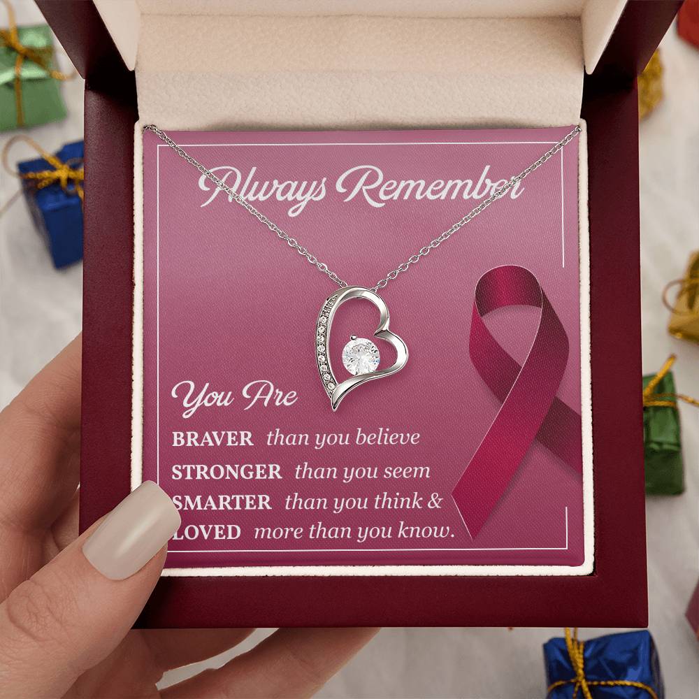 Burgundy Ribbon Encouragement Necklace for Her