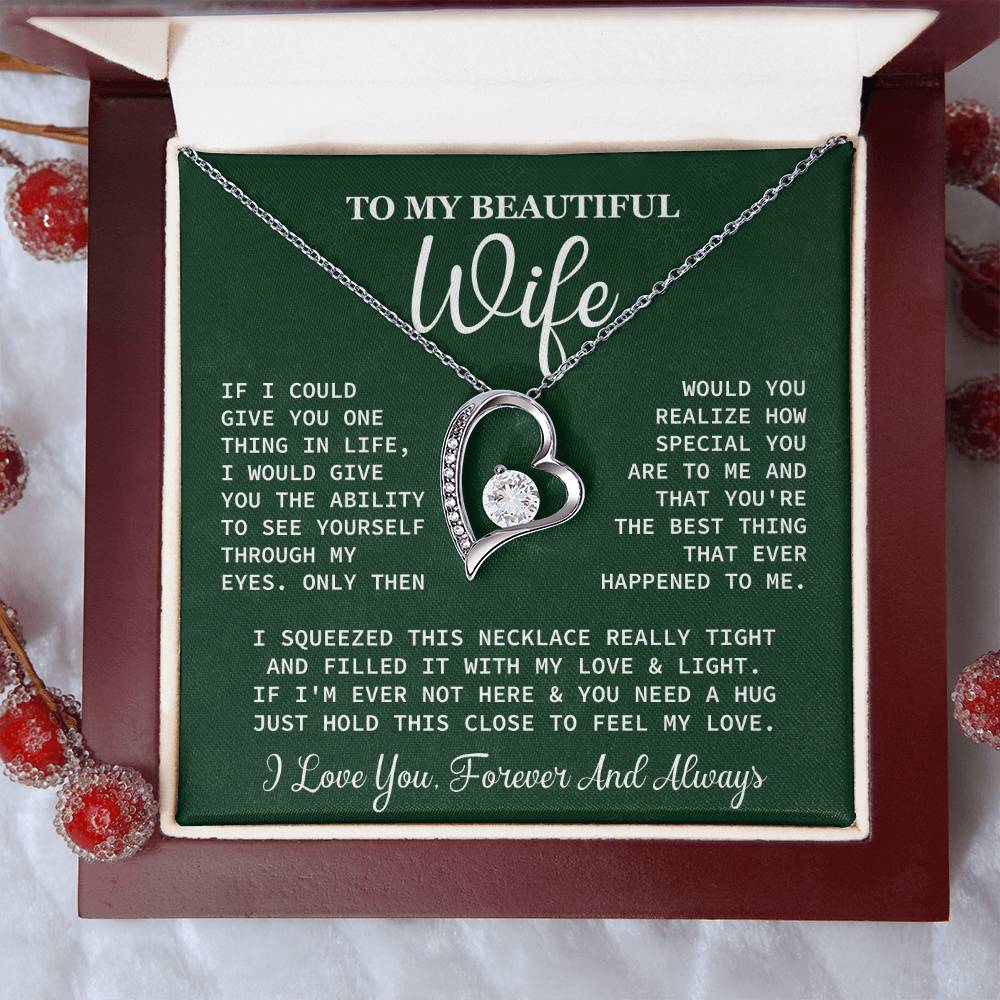 Romantic Necklace Gift for Wife Forever & Always Love Box