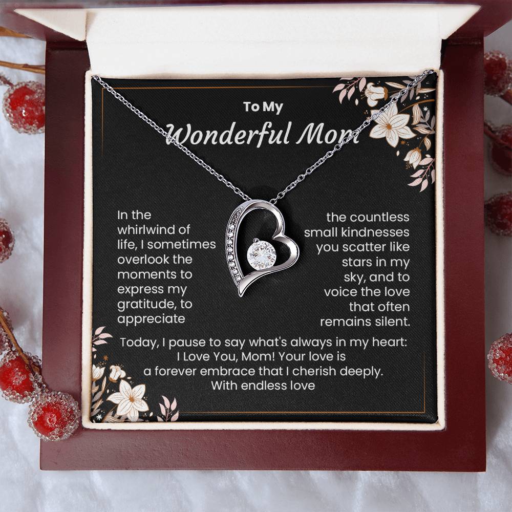 Wonderful Mom Necklace Gift From Children With Message Card