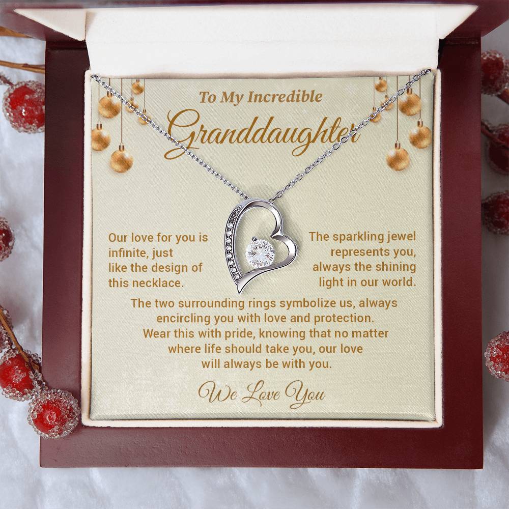 Incredible Granddaughter Necklace Gift Heart Jewelry Box