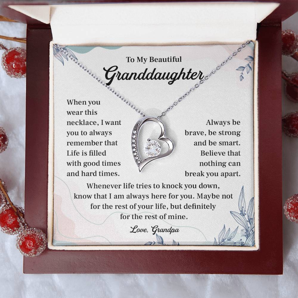 Granddaughter Necklace from Grandpa – Encouraging Message Card