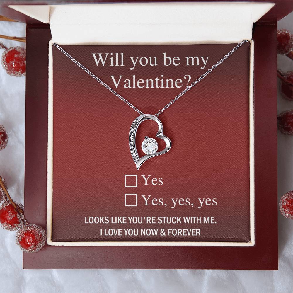 Valentine Heart Necklace Gift with Cute Proposal Card