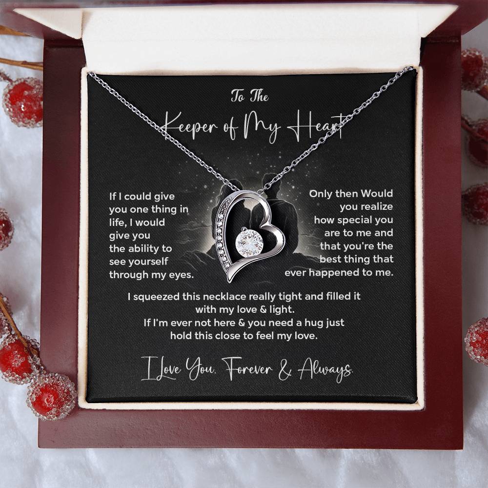 To The Keeper of My Heart Necklace Gift From Husband Message Card & Box