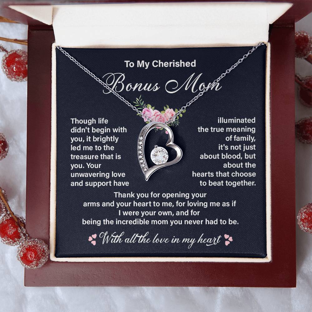 Cherished Bonus Mom Necklace Gift from Daughter