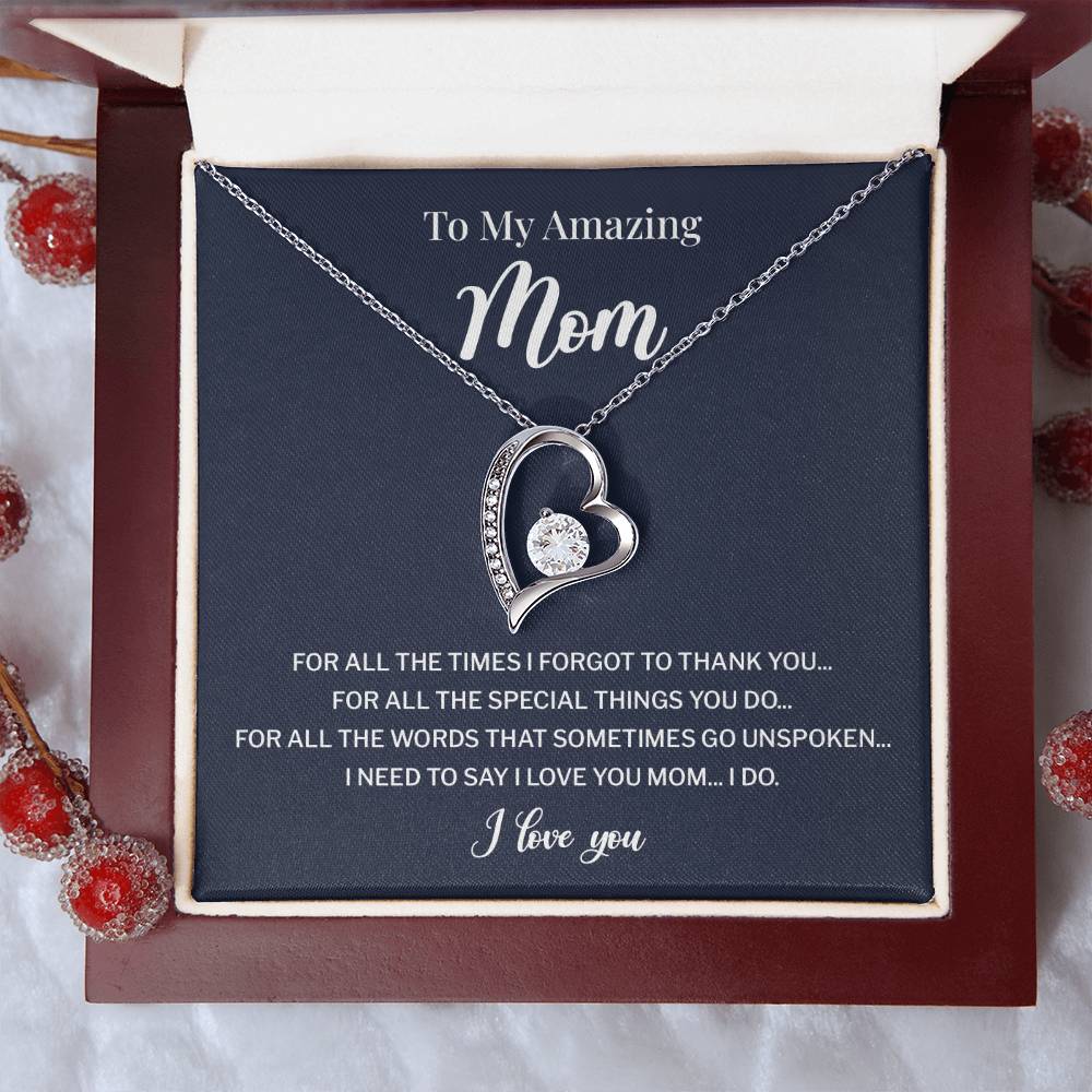 To My Mom Necklace Gift With Thank You Message Card