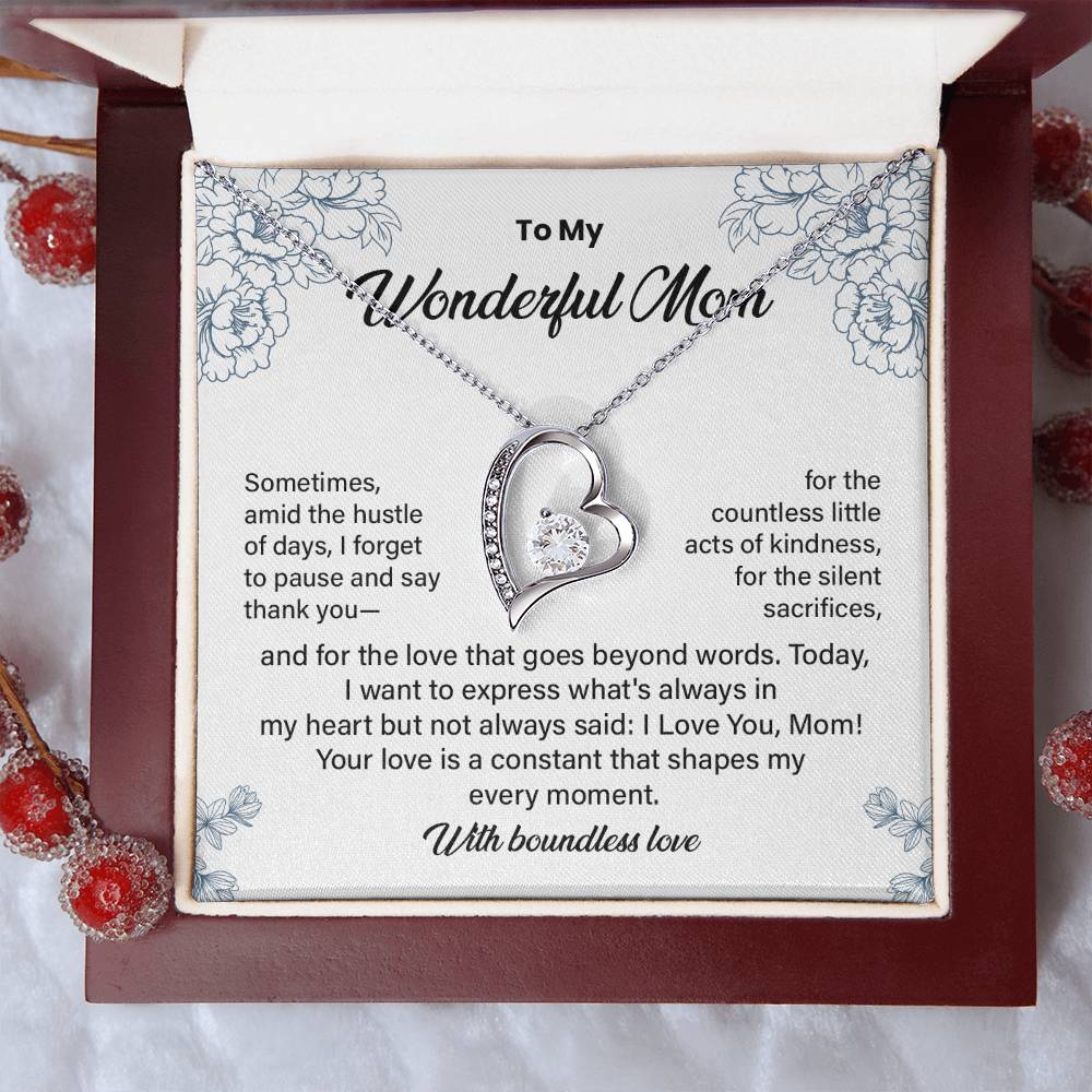 Wonderful Mom Necklace Gift from Daughter or Son