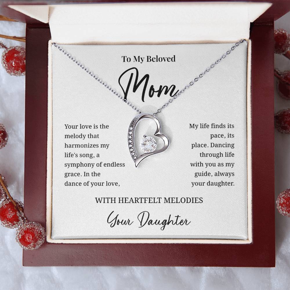Beloved Mom Necklace – Gift from Daughter with Musical Message Card