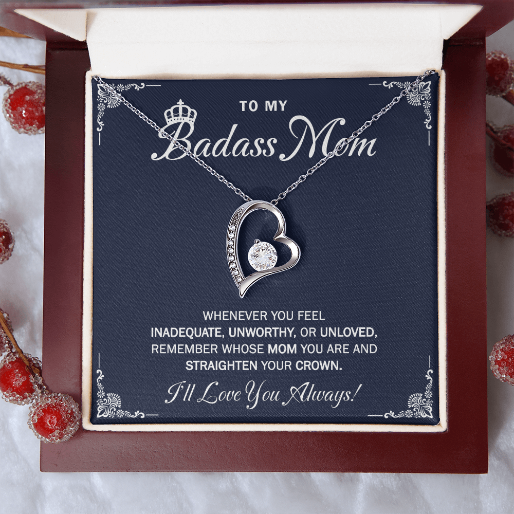 To My Badass Mom Necklace Gift From Daughter with Message Card
