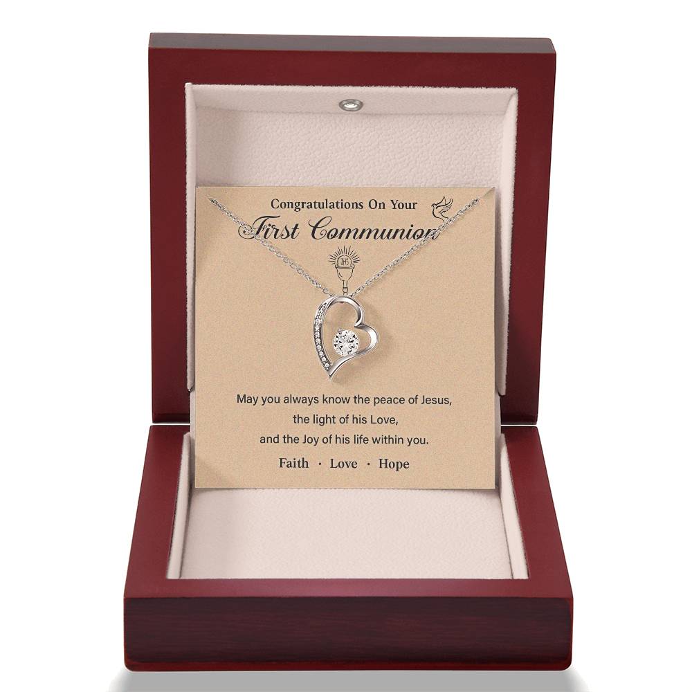 First Communion Necklace Gift with Message Card