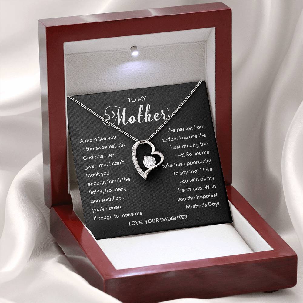 Heart Shape Necklace For Mom From Daughter With Gift Box