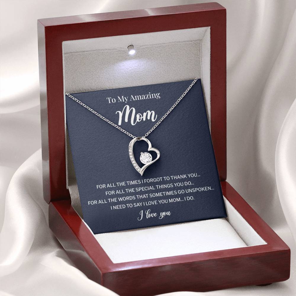 To My Mom Necklace Gift With Thank You Message Card