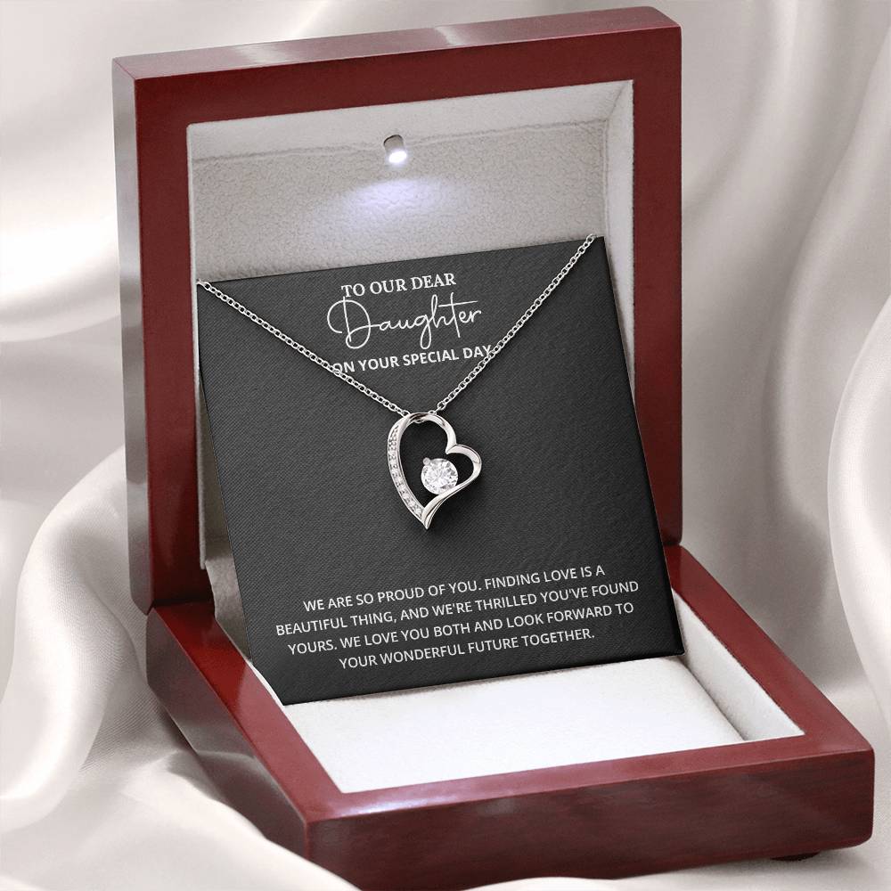 Daughter Engagement Necklace from Parents – Elegant Heart Pendant Gift