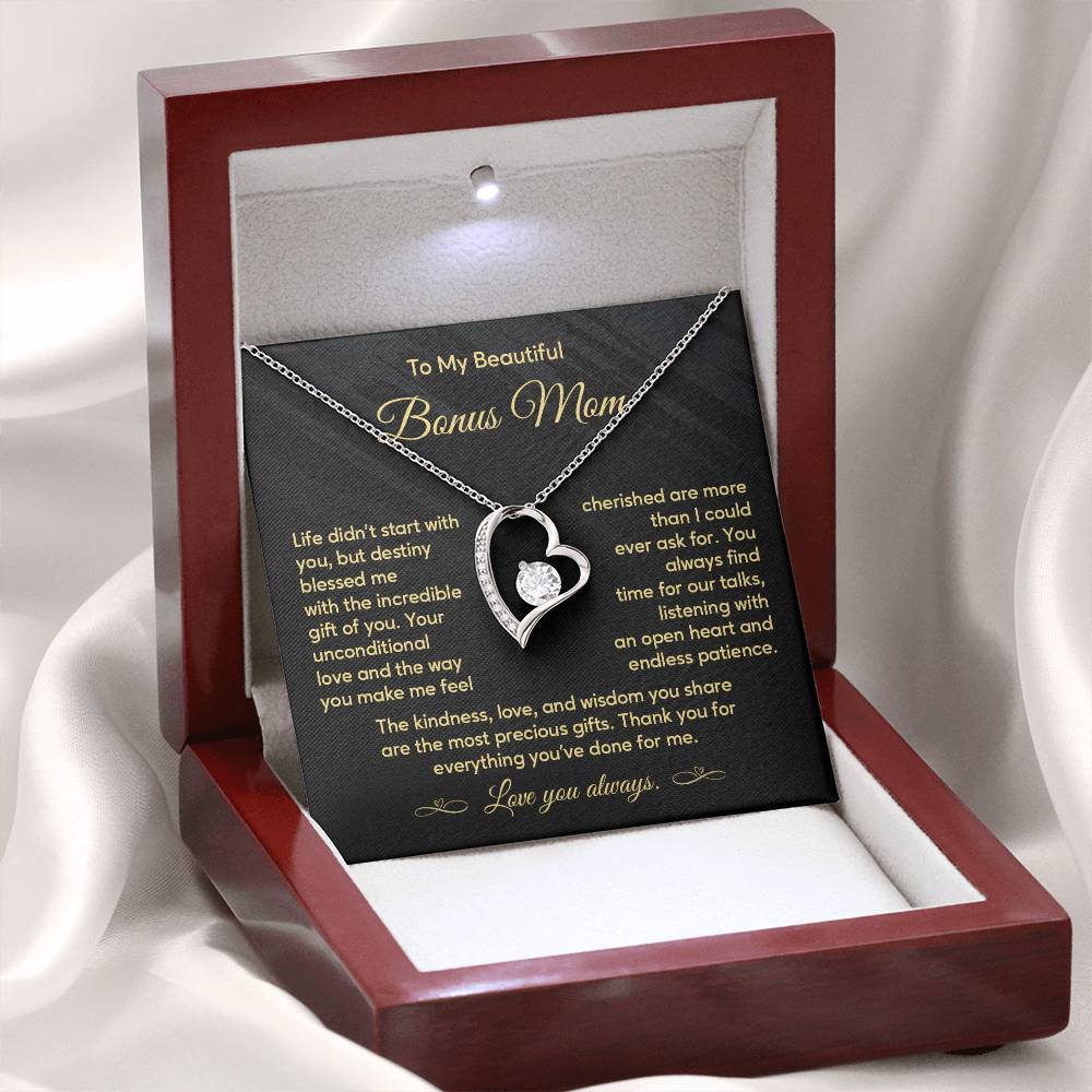 Bonus Mom Necklace Gift with Message from Stepkid