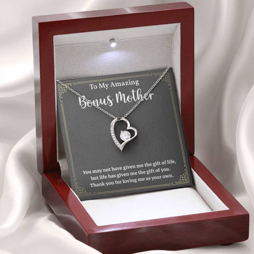 Bonus Mom Necklace Gift Message Card and Gift Box