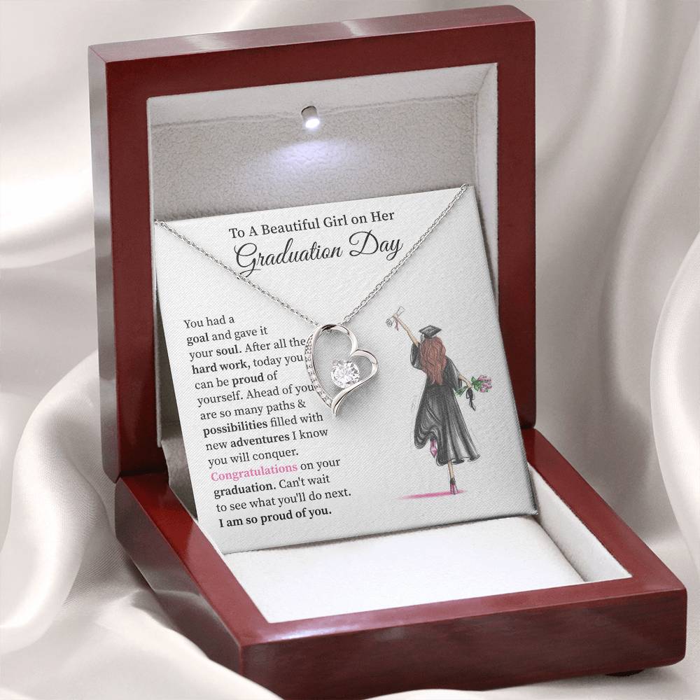 Graduation Necklace for Daughter With Heart Pendant