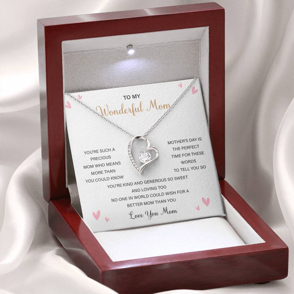 Love Shape Necklace Gift for Mom With Sweet Card & Box