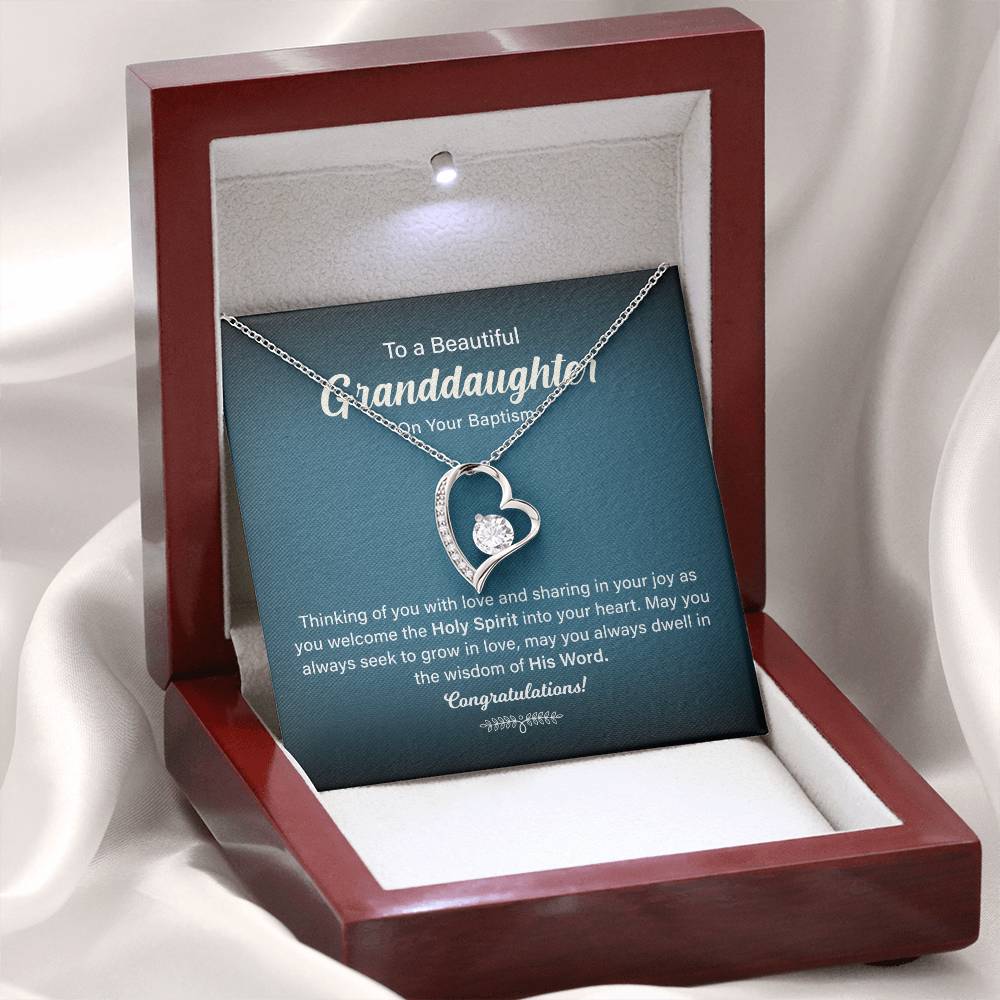 Granddaughter Baptism Necklace Gift with Message Card