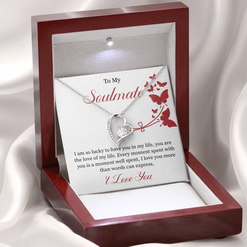 Soulmate Necklace Gift for Women – Love of My Life Message Card