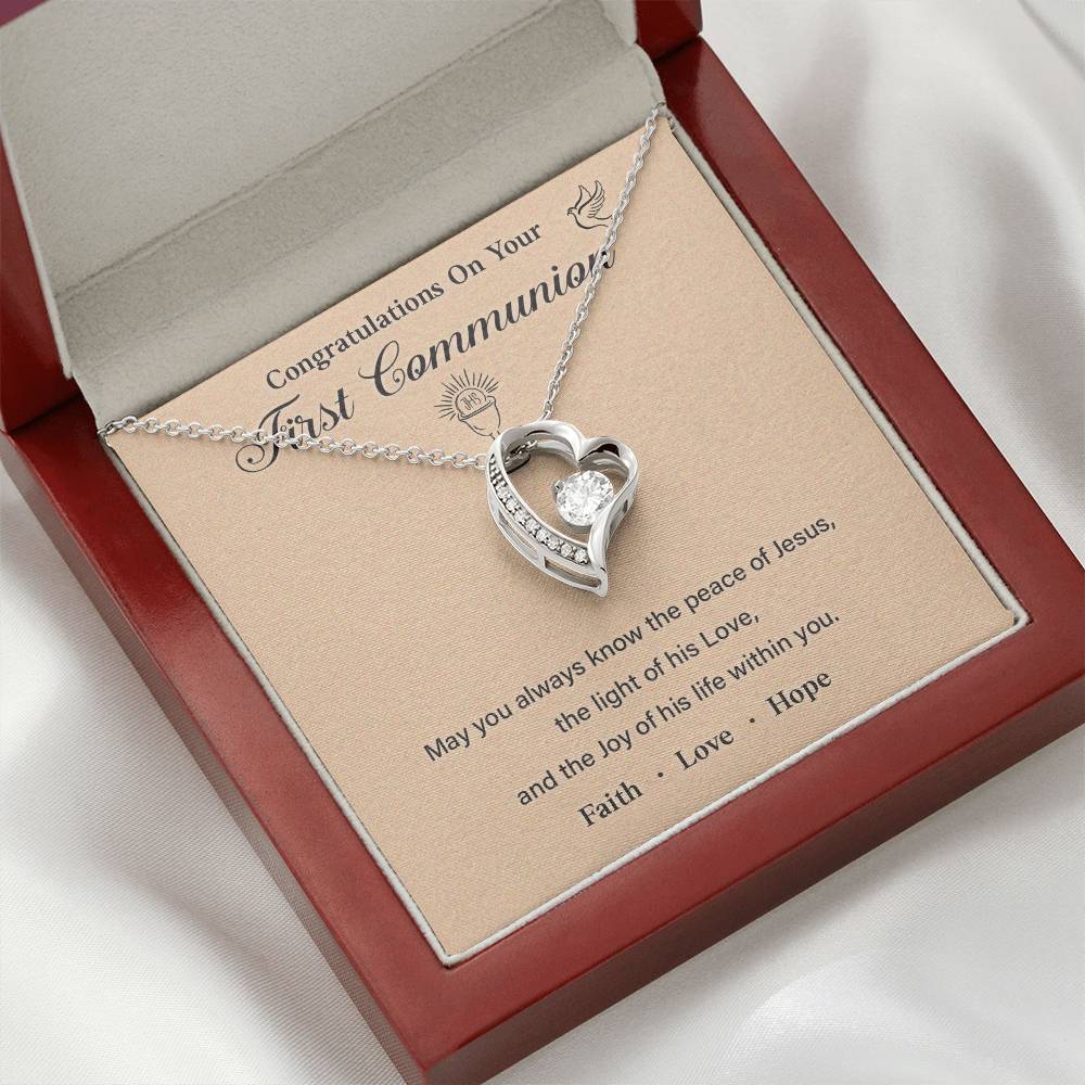 First Communion Necklace Gift with Message Card