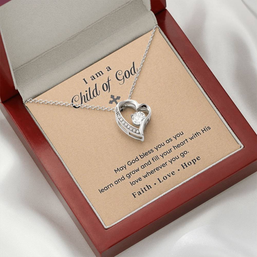 Christian Necklace Gift – I Am a Child of God with Faith Message