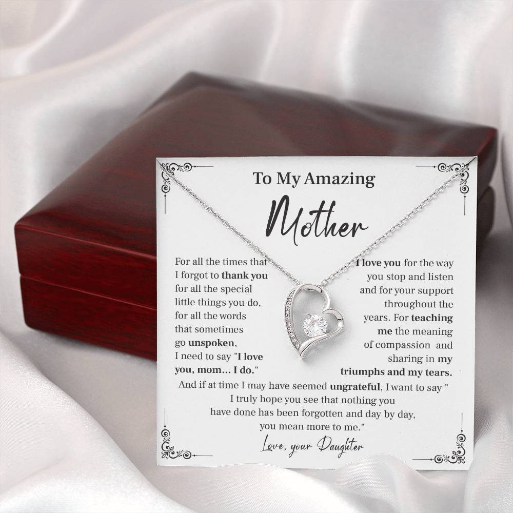 Mother Necklace Gift from Daughter with Message Card