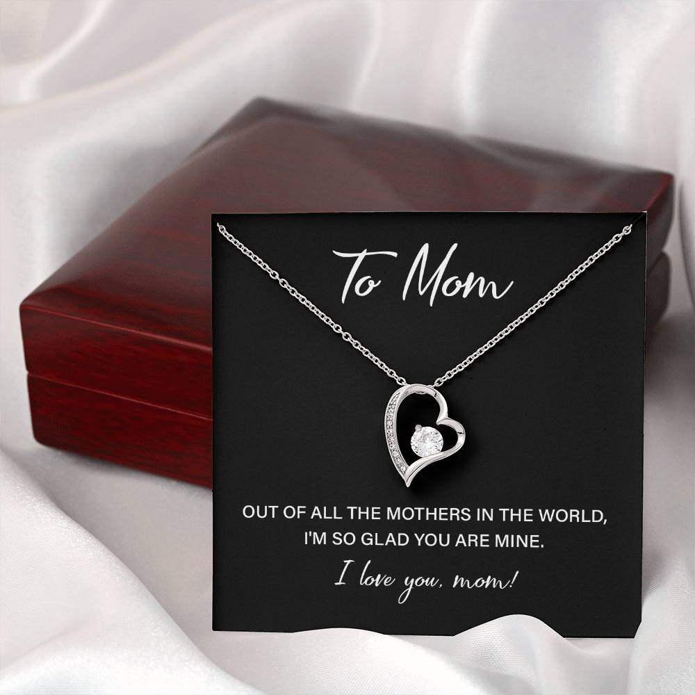 Heart Necklace for Mom With Sweet Love Note and Gift Box