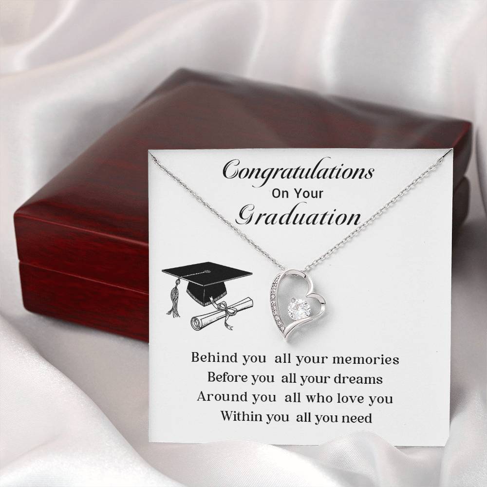 Graduation Necklace Gift for Her with Heart Pendant