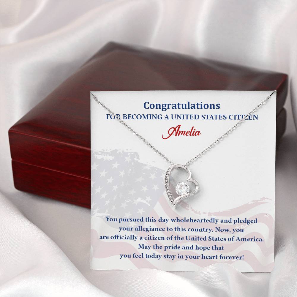 U.S. Citizenship Necklace Gift – Flag Card Keepsake