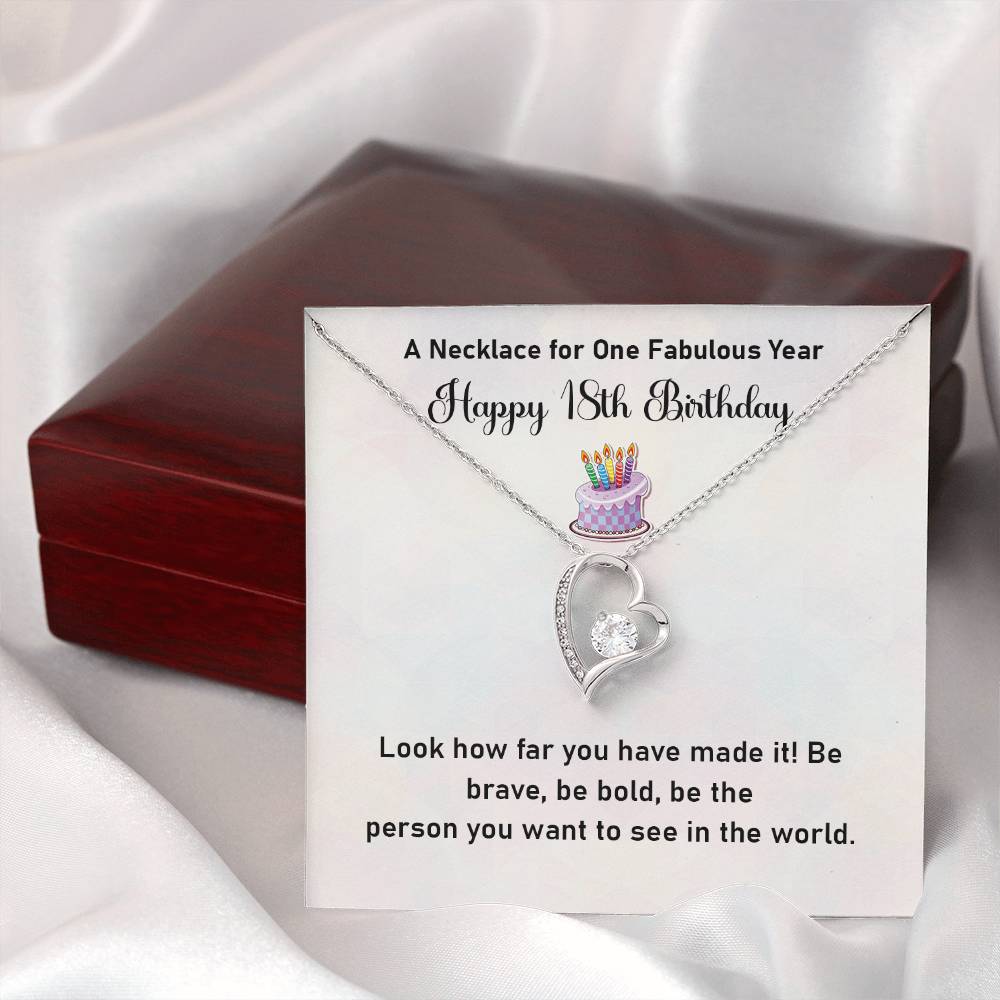 18th Birthday Necklace Gift for Her – Bold & Brave Message Box