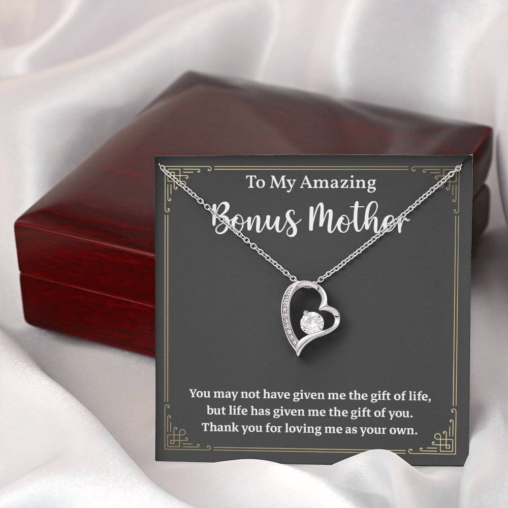 Bonus Mom Necklace Gift Message Card and Gift Box