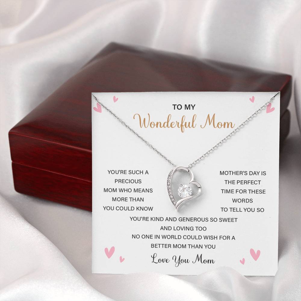 Love Shape Necklace Gift for Mom With Sweet Card & Box
