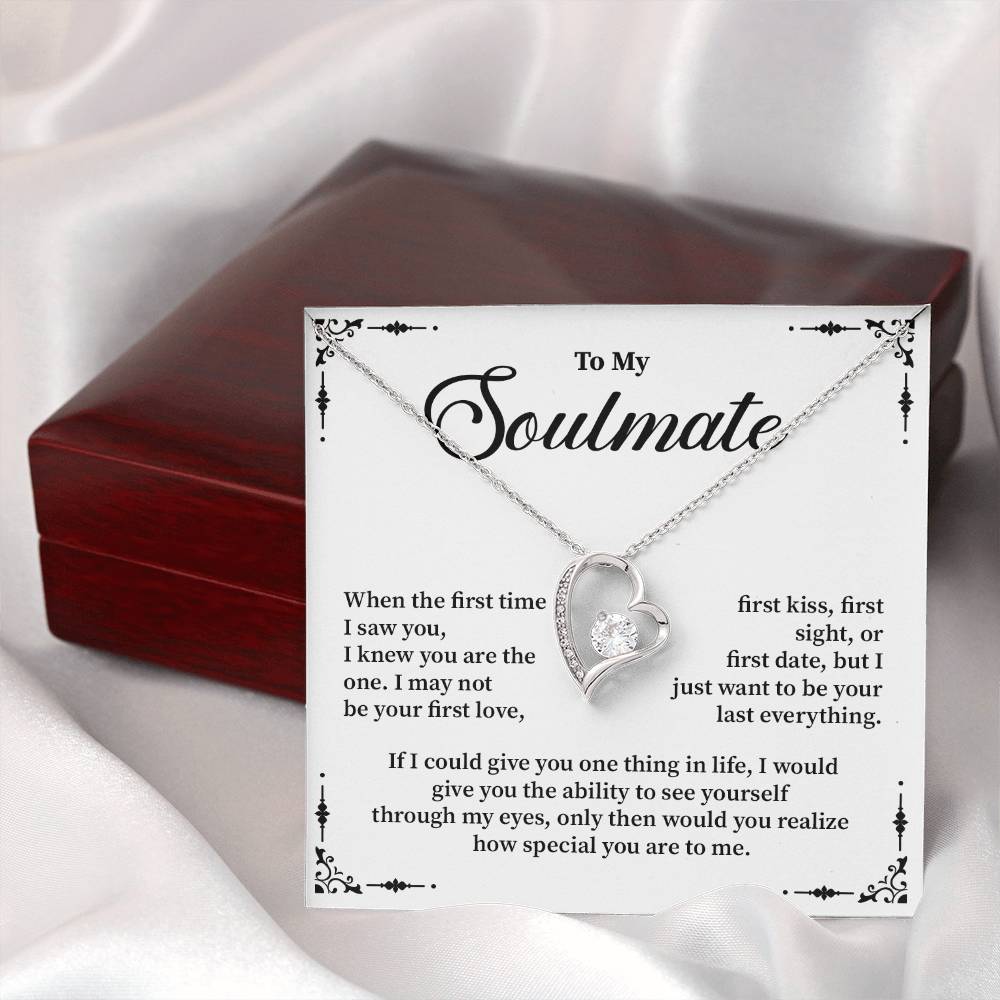 Soulmate Heart Necklace Gift with Romantic Message Card
