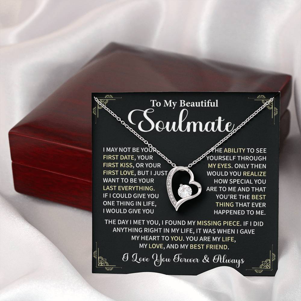 Soulmate Necklace Gift With Romantic Message Card