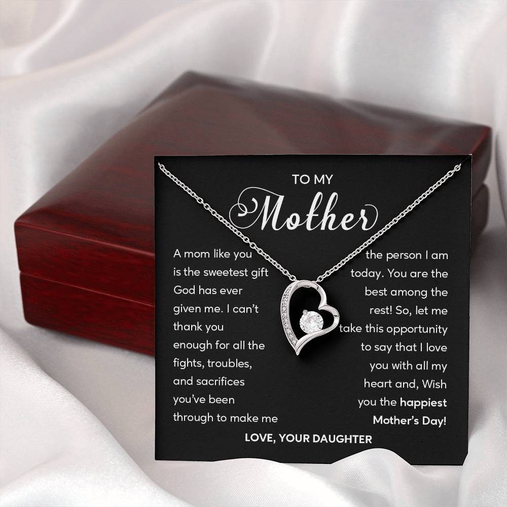 Heart Shape Necklace For Mom From Daughter With Gift Box
