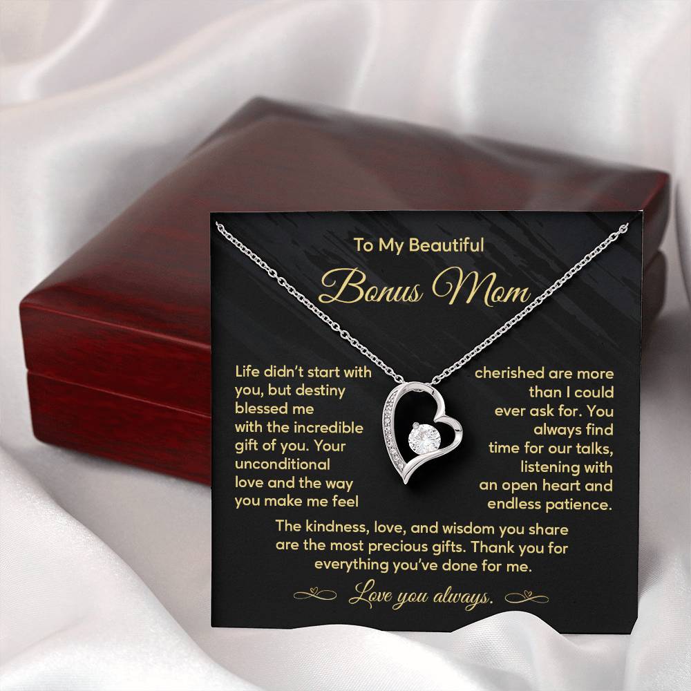 Bonus Mom Necklace Gift with Message from Stepkid