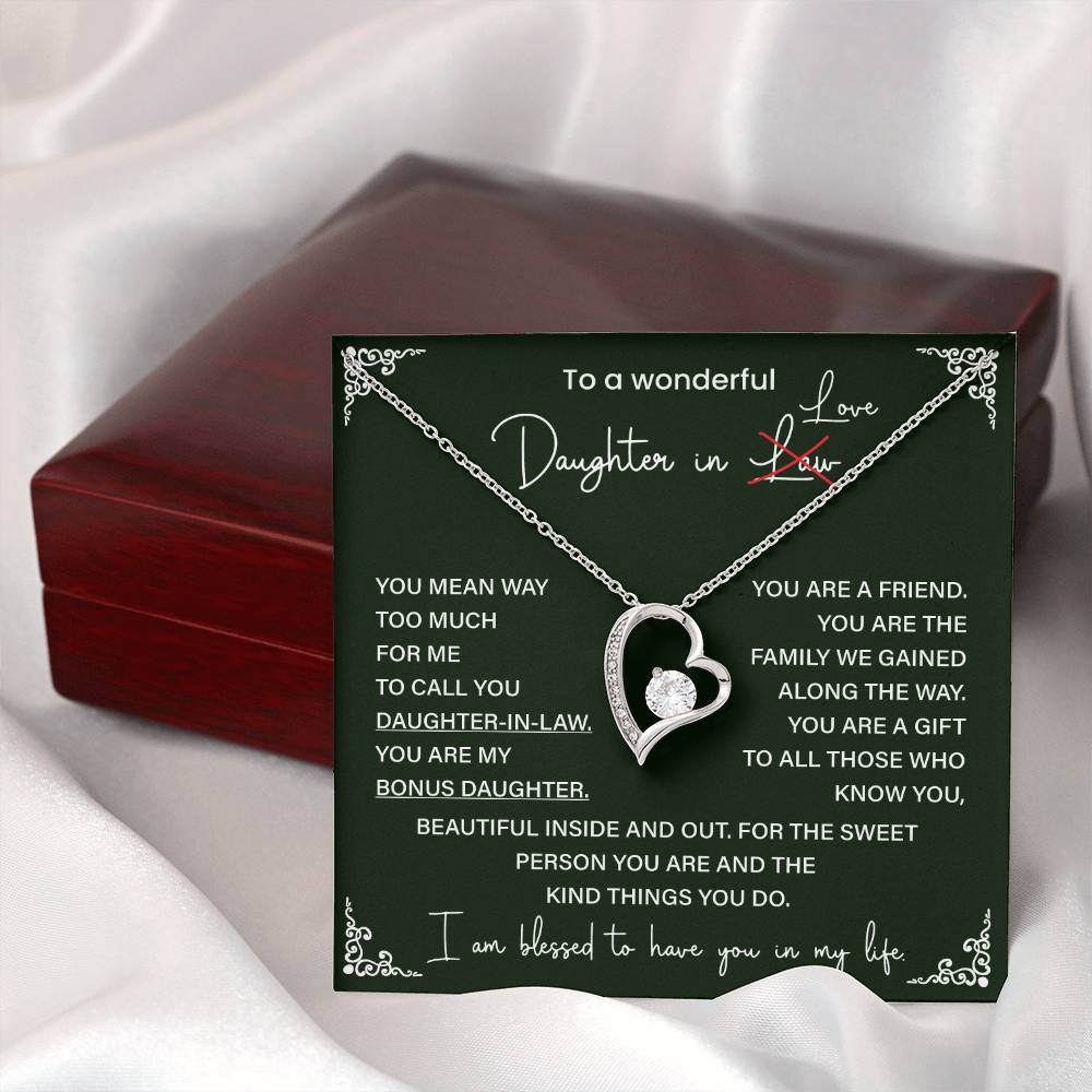Bonus Daughter Necklace Gift – Daughter-in-Love Heart Pendant