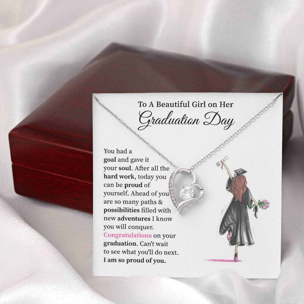Graduation Necklace for Daughter With Heart Pendant