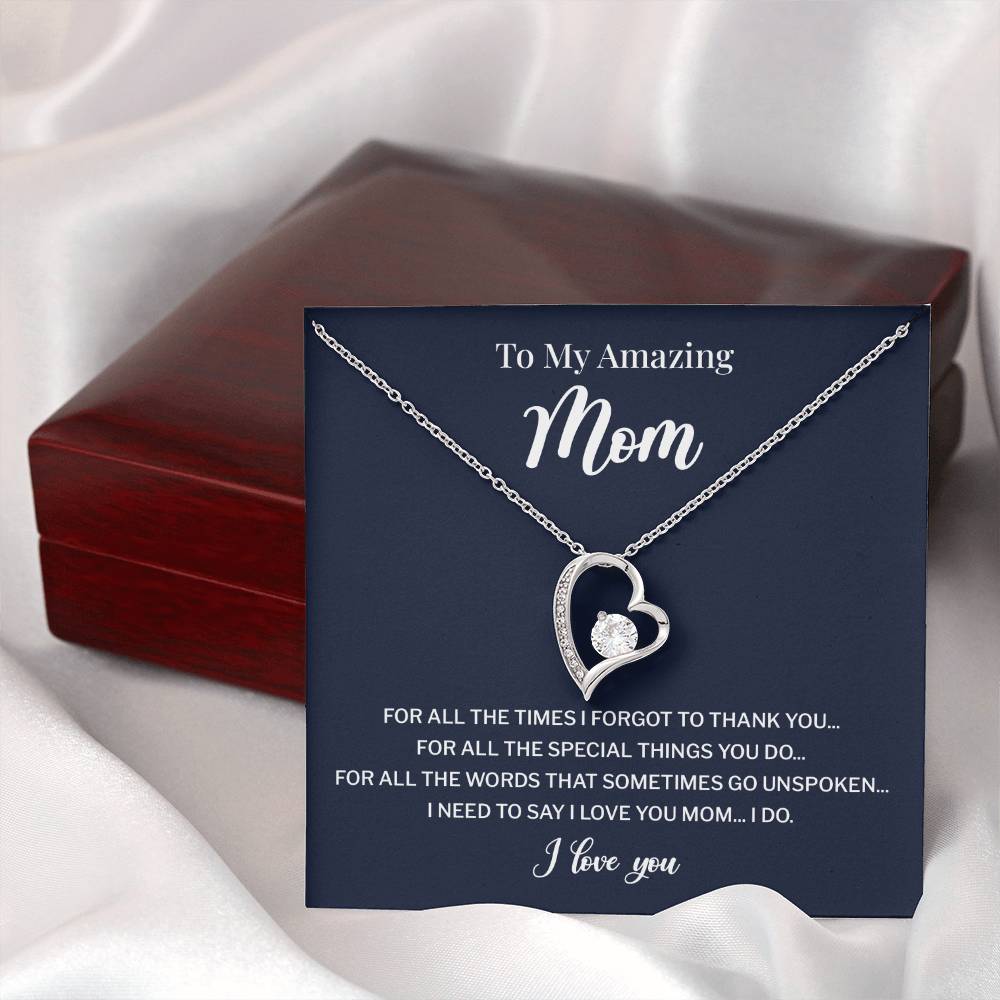 To My Mom Necklace Gift With Thank You Message Card