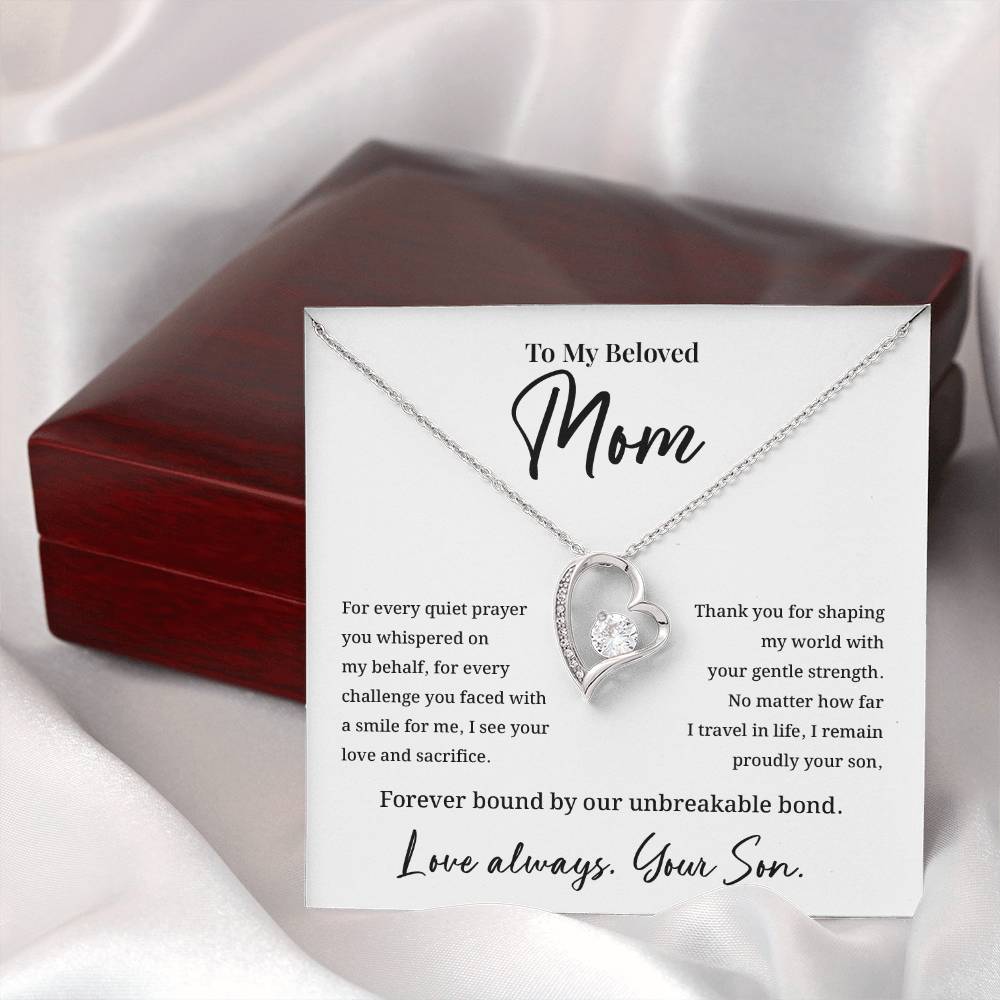 Elegant Necklace for Mom from Son with Heartfelt Message Card