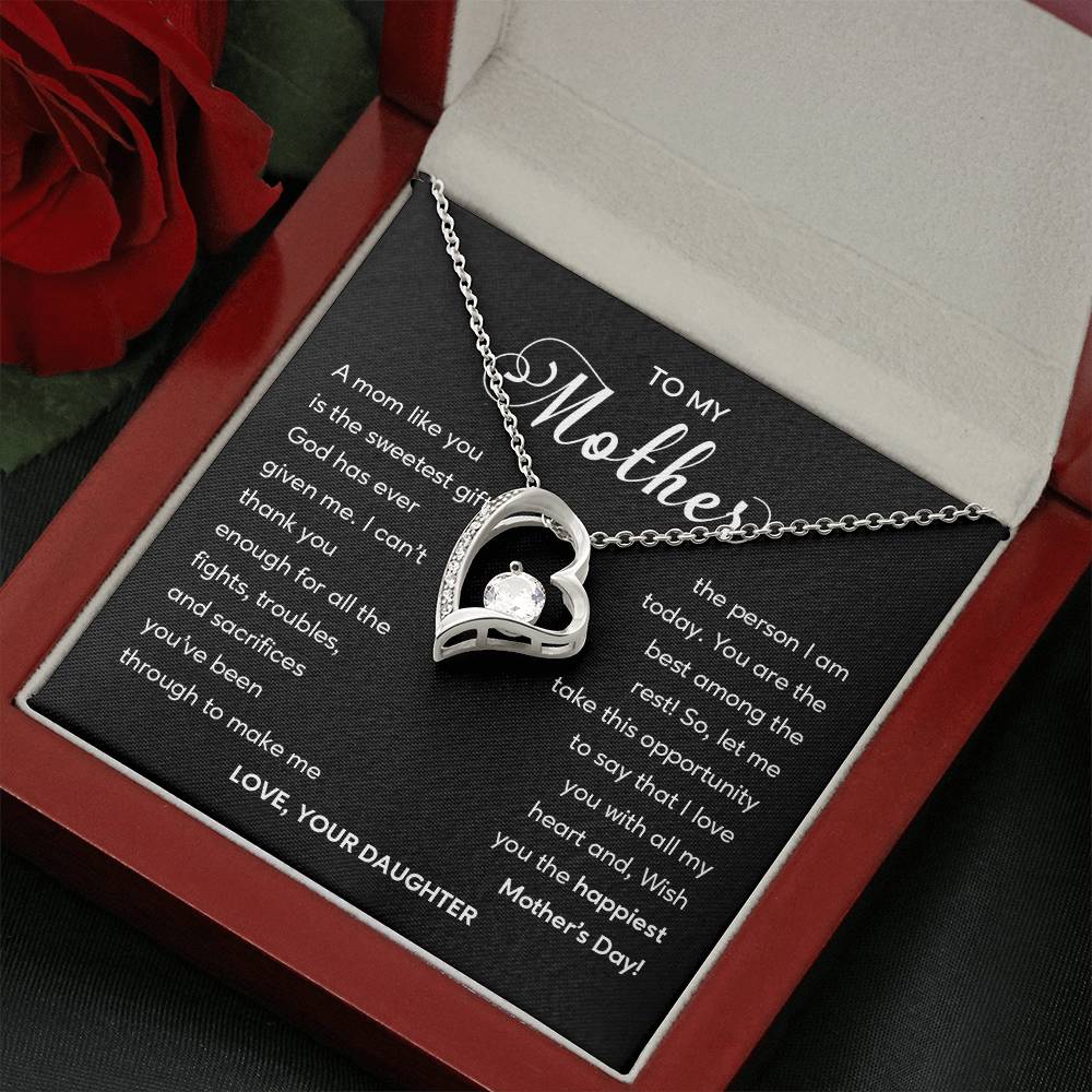 Heart Shape Necklace For Mom From Daughter With Gift Box