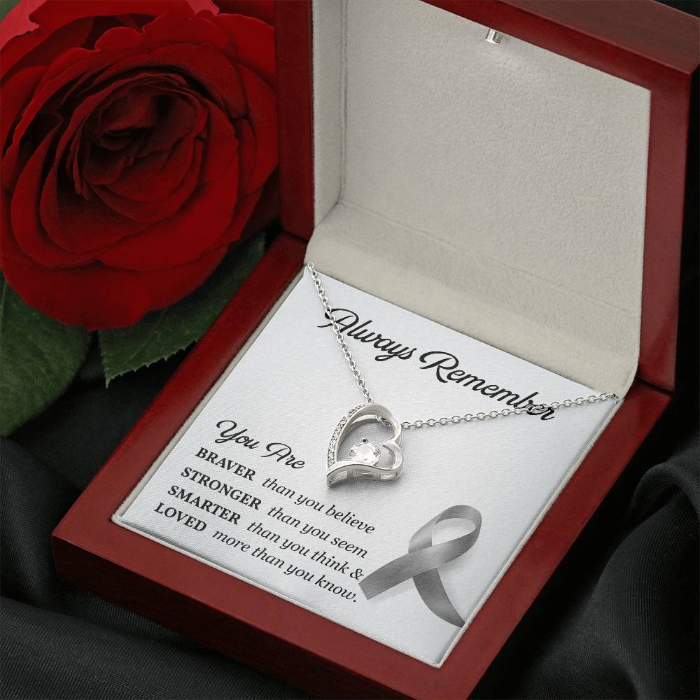 Cancer Memorial Necklace with Gray Ribbon Card