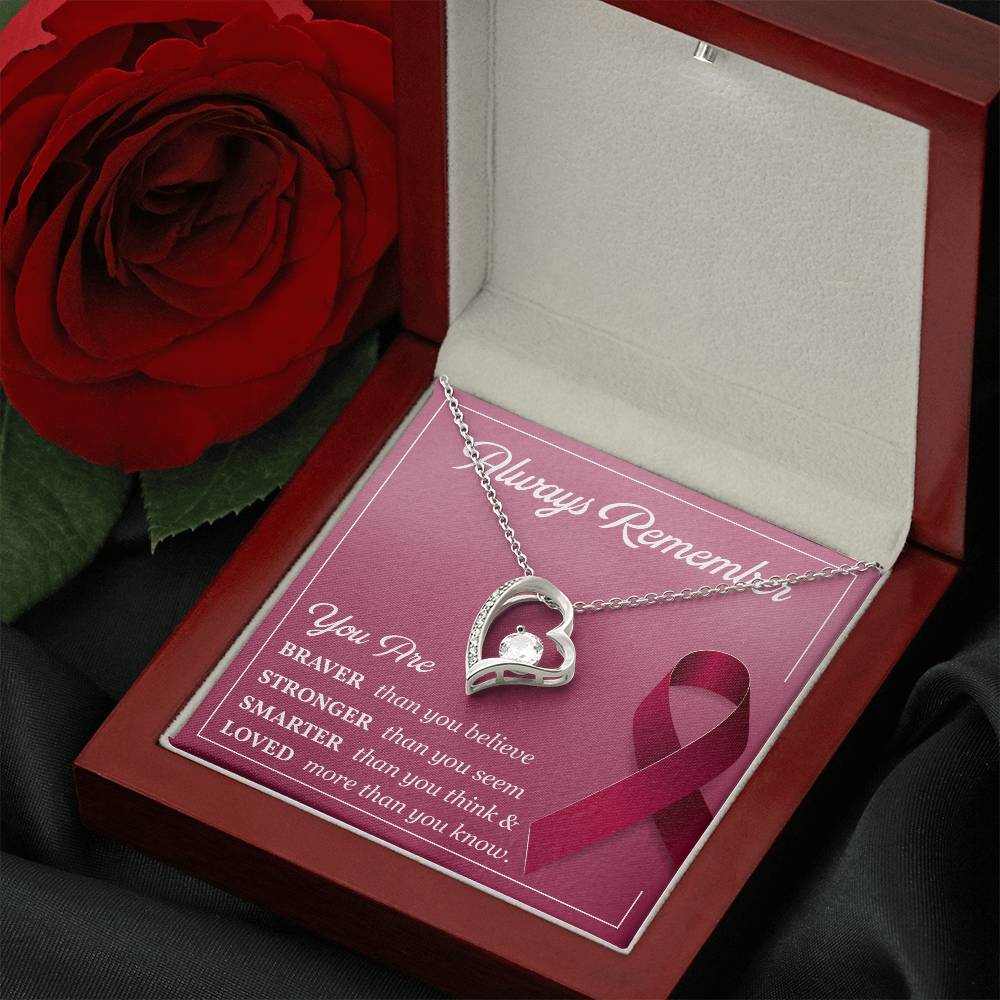 Burgundy Ribbon Encouragement Necklace for Her