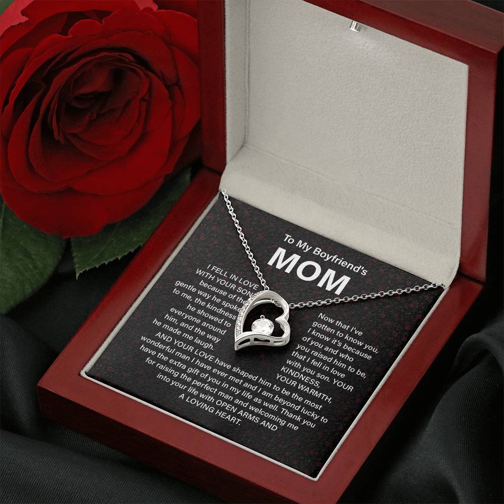 Boyfriend’s Mom Necklace Gift with Heart Pendant