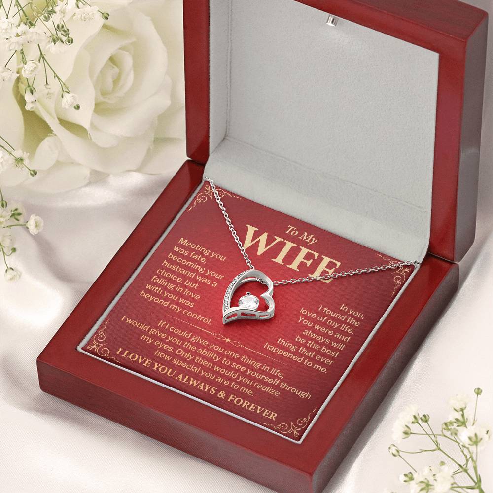 Wife Necklace Gift from Husband – Heart Pendant with Romantic Love Message Card