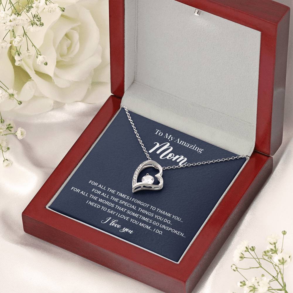 To My Mom Necklace Gift With Thank You Message Card