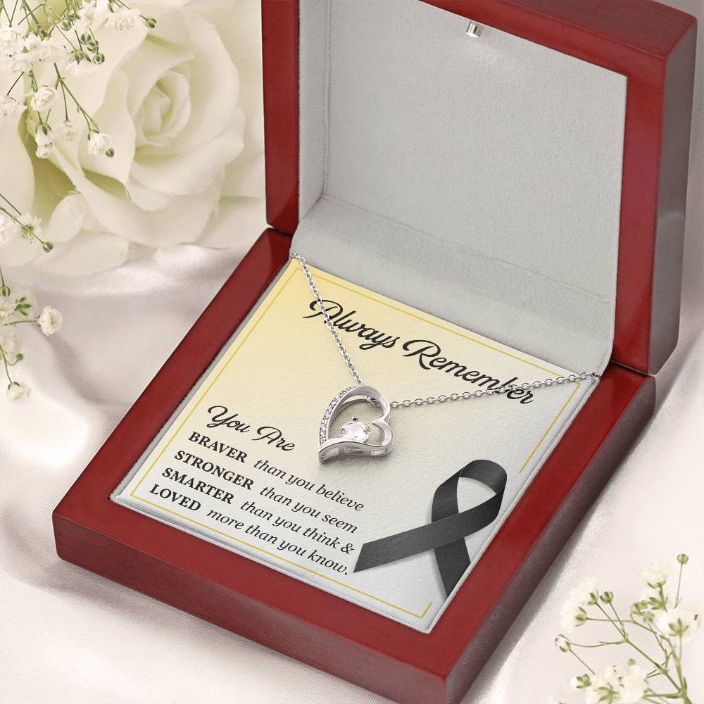 Black Ribbon Grief Support Necklace for Women