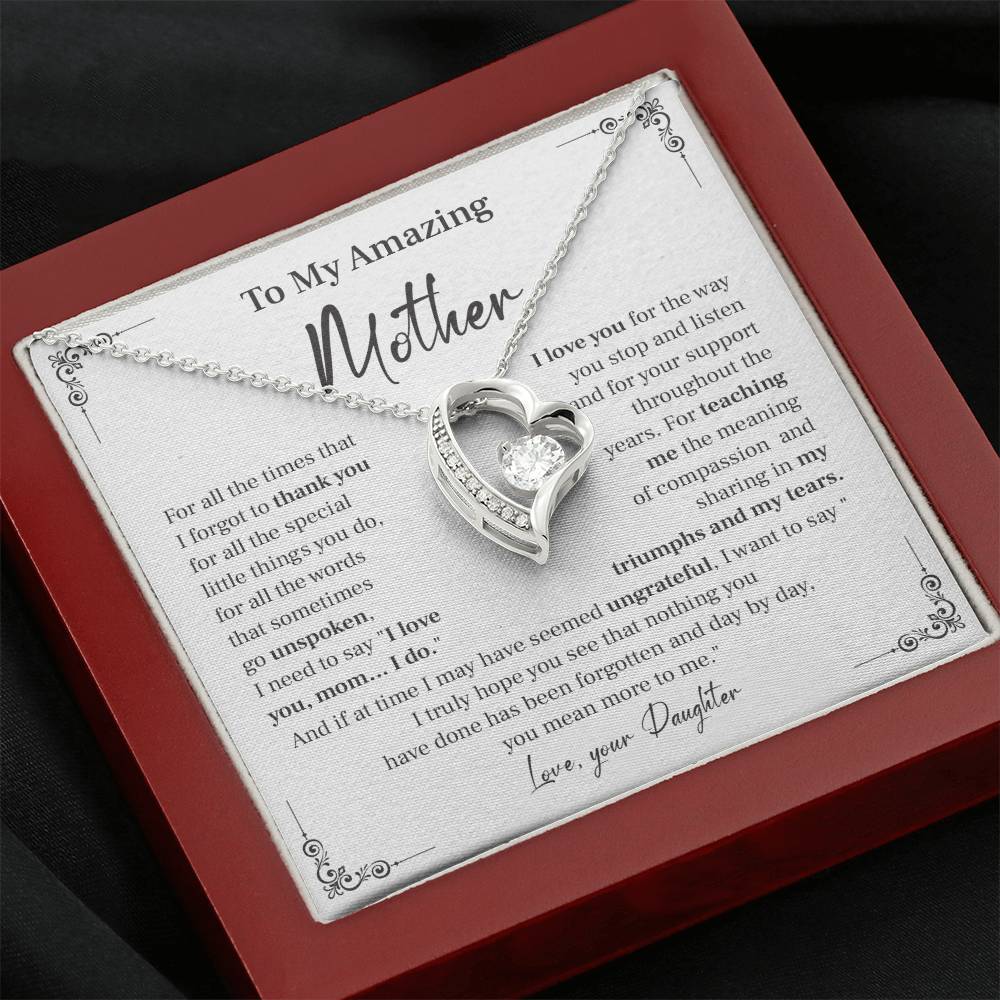 Mother Necklace Gift from Daughter with Message Card
